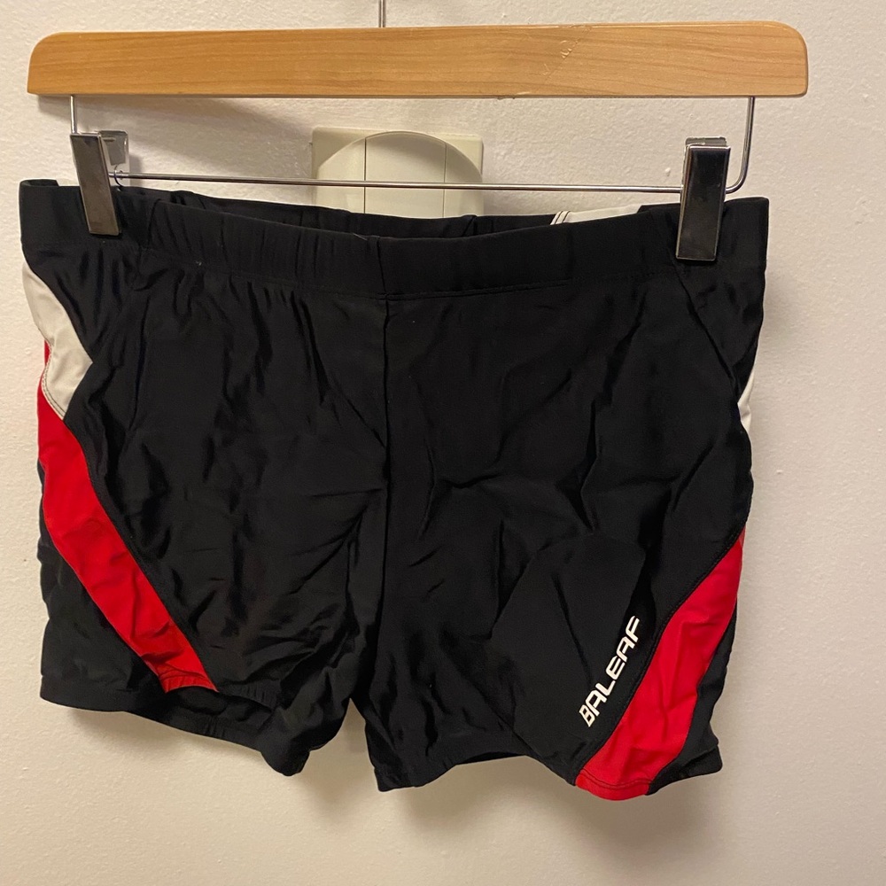 Baleaf Black Shorts with Red and White Accents. Size M.